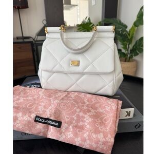 Dolce & Gabbana White Quilted Sicily Bag